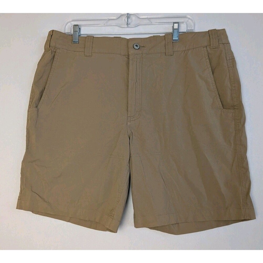 ORVIS Mens Size 38 Tan Flat Front Shorts Outdoor Hiking Casual Lightweight Nylon